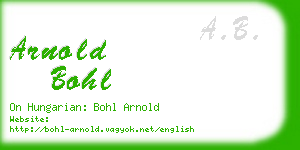 arnold bohl business card